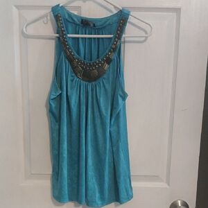 Bwear Blue Embellished Sleeveless Tank Top